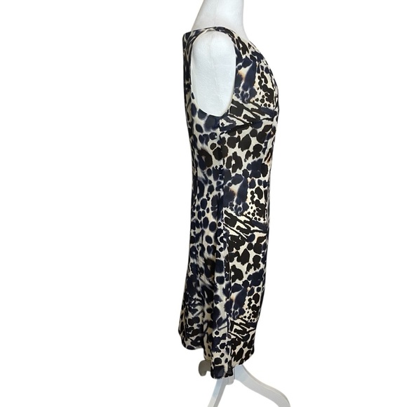 Ann Taylor 97% Silk Watercolor Animal Print Sleeveless Sheath Dress Size 10 - Picture 3 of 9